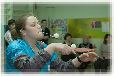 Racing with tennis balls in a spoon. Racing with tennis balls in a spoon.