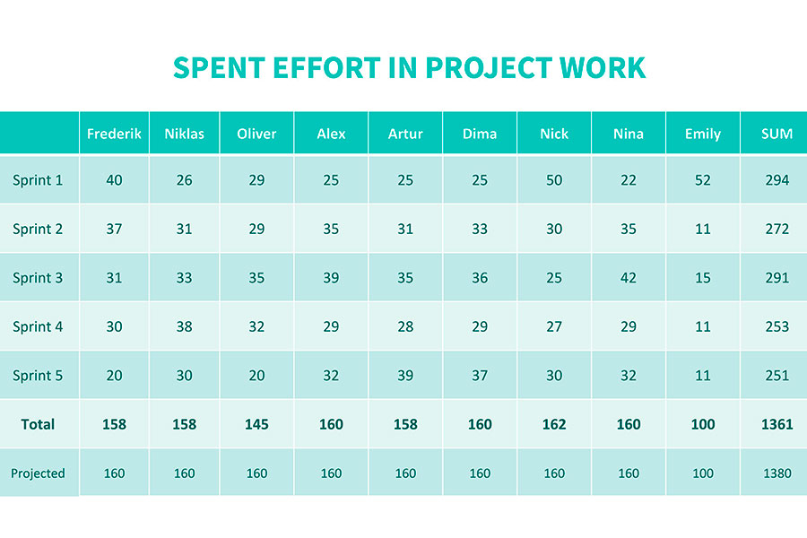 Spent Effort in Project Work Spent Effort in Project Work