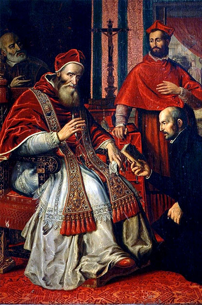 З верасня 1539 г. папа Павел ІІІ дае Ігнасіа Лаёле вусную згоду на стварэнне Таварыства Ісуса (невядомы аўтар, ХVII ст.) З верасня 1539 г. папа Павел ІІІ дае Ігнасіа Лаёле вусную згоду на стварэнне Таварыства Ісуса (невядомы аўтар, ХVII ст.)